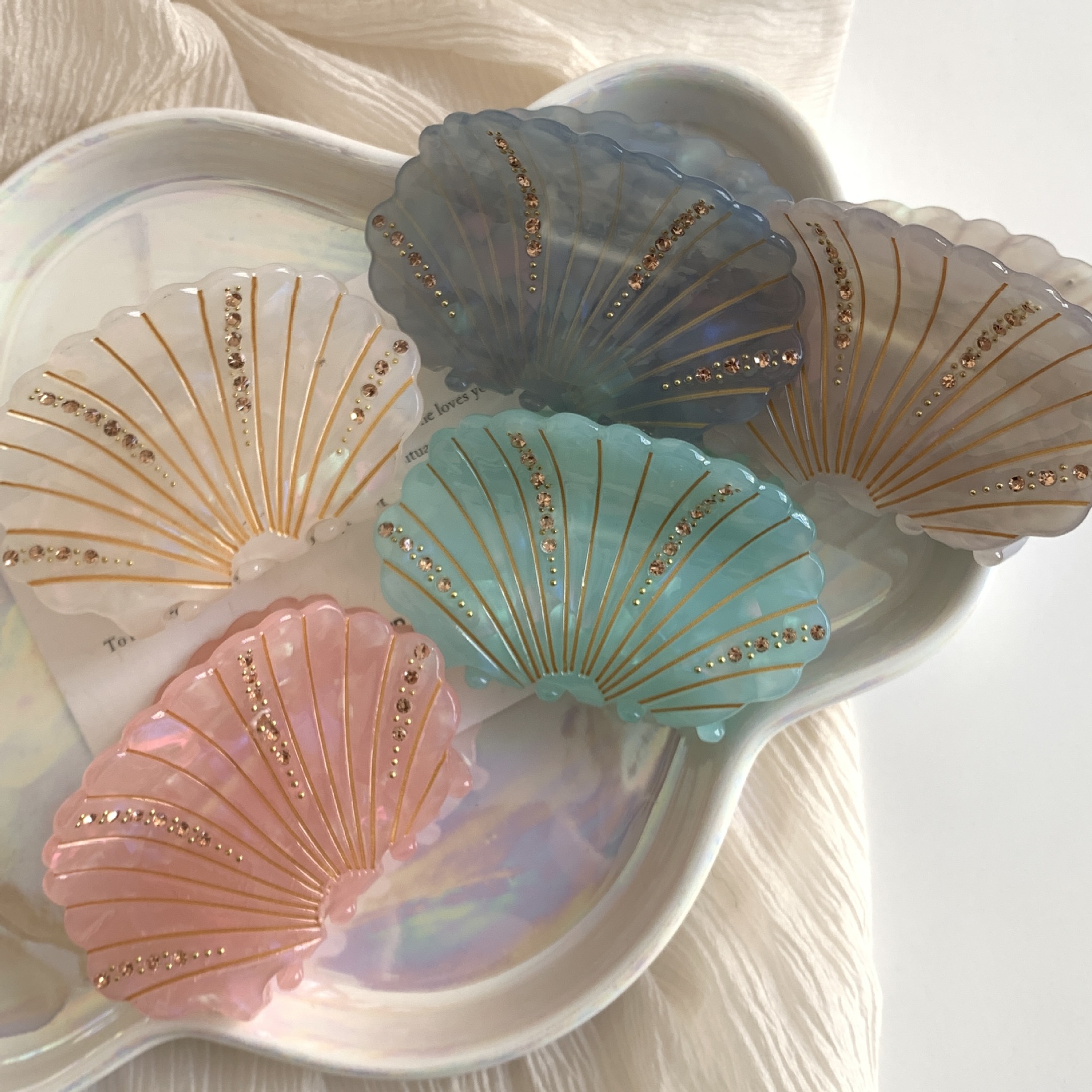 Daily, Street Occasion Acetic acid sheets Material Cute Women's Ocean Conch Shell Acetic Acid Sheets Shell Hair Clip Hair Claws