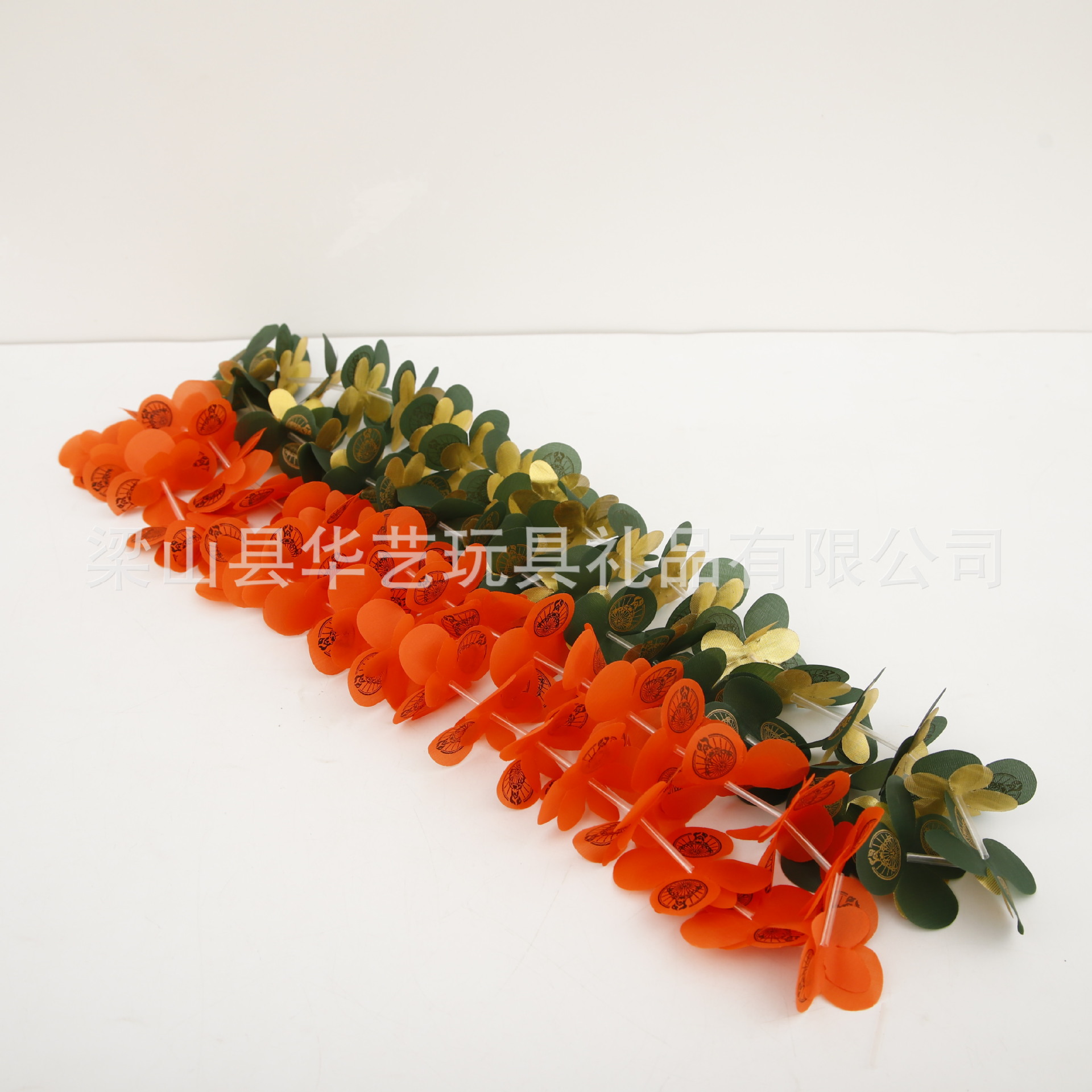 Logotipo impreso guirnalda hawaiana fiesta bar regalos promocionales collar de flores de seda suministro transfronterizo de comercio electrónico