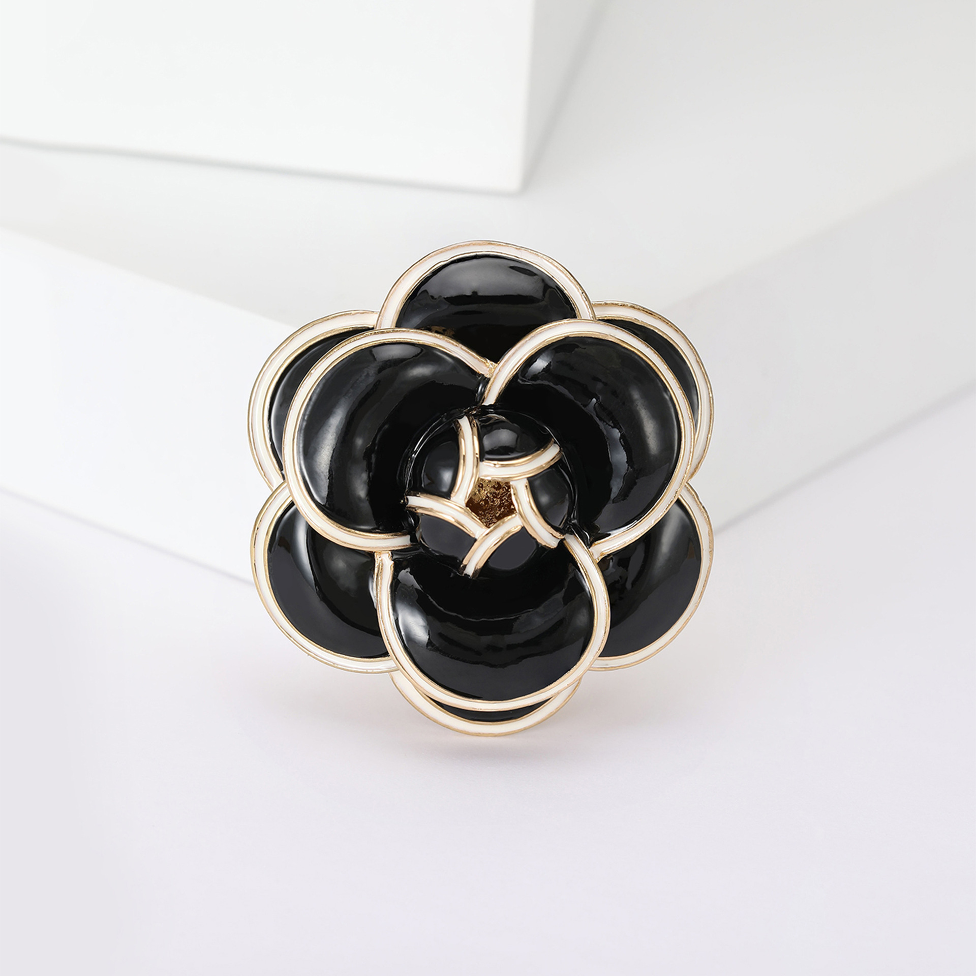 Korean Style Alloy Enamel Camellia Brooch Elegant Coat Accessory_voghion.com