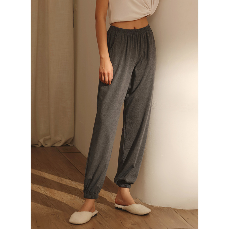 One Piece Pants Pajama Pants Women's Summer Pure Cotton Thin Dark Grey Air Conditioning Pants Outwear Spring and Autumn Cotton Leg-Bundle Home Pants One Piece Pants Pajama Pants Women's Summer Pure Cotton Thin Dark Grey Air Conditioning Pants Outwear Spring and Autumn Cotton Leg-Bundle Home Pants