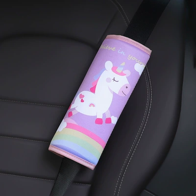 Seat belt shoulder pad Fixer Creative Cartoon Car - rainbow-unicorn-thick-shoulder-pads