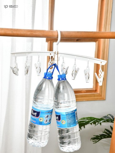 One-line hat rack, simple household 8-clip plastic trouser rack for drying thick pants, underwear and socks drying rack