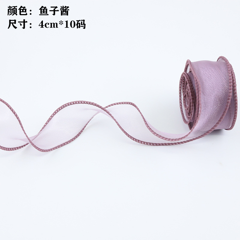 En stock al por mayor 4cm Phnom Penh fishtail hilo llano envuelto flor amplia cinta onda cinta ramo de flores material de embalaje