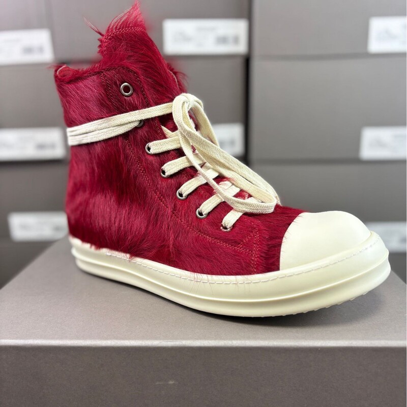 Ro Shoes 2025 New Model Horsehair Men's and Women's Genuine Leather High-Top Sneakers Fashionable Casual Street Trendy Shoes Factory Direct Sale