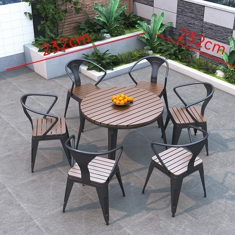 절강 의자 6개 + 직경 100cm 원형 테이블