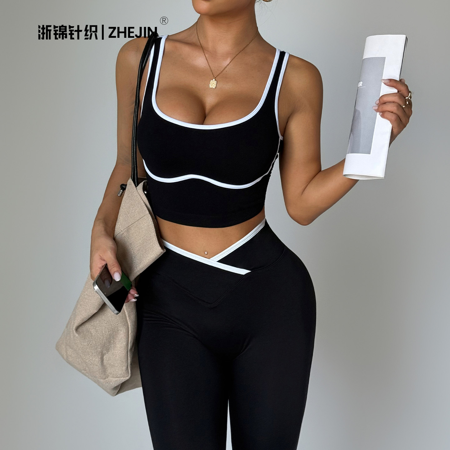 Cross-Border European and American Foreign Trade Women's Sports Bra Fitness Yoga Clothing Set High-End Yoga Pants Women's High Waist Hip Lift