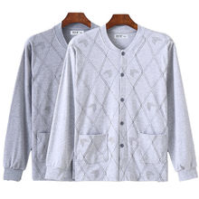 中老年男士棉开衫新款开口秋衣大码宽松对襟保暖内衣春秋冬爸爸
