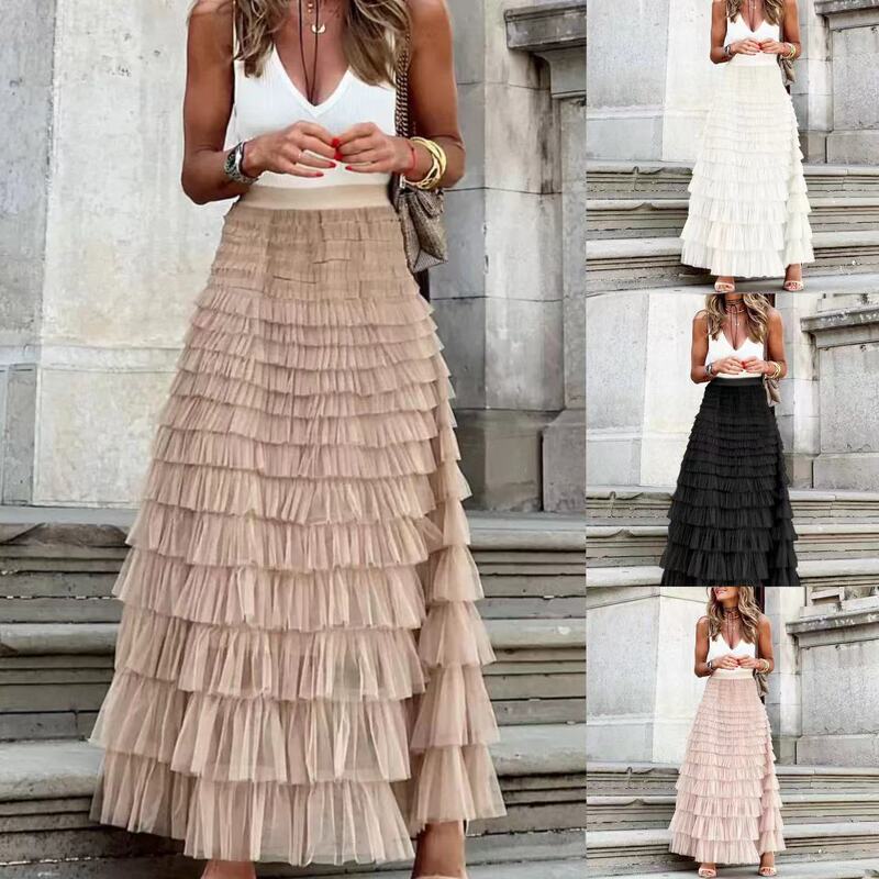 2023 European and American cross-border in stock Summer popular independent station AliExpress fashion mesh cake skirt for women
