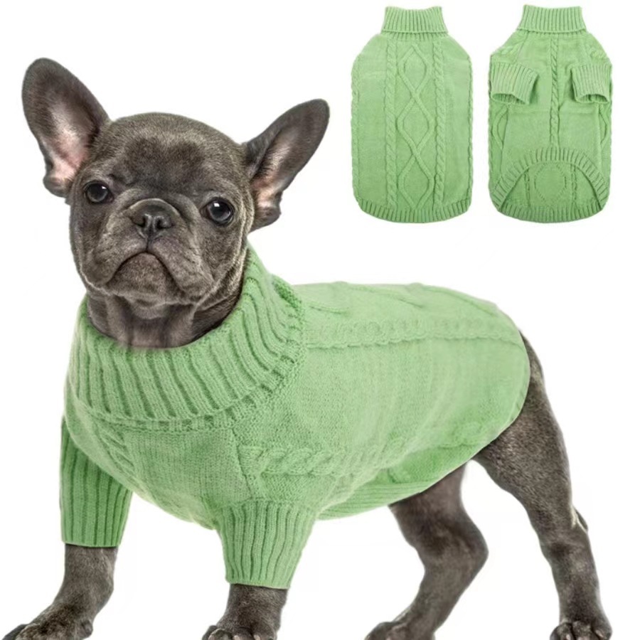 1pc コージーアクリルタートルネック犬セーターツイストニット犬セーター