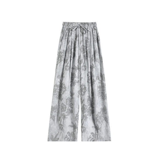 New Chinese-Style Gradient Straight-Leg Pants for Women 2025 Summer Drape Slimming Blue and White Porcelain Wide-Leg Pants Casual Printed Pants