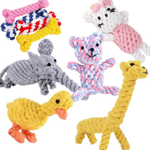 Foreign trade explosions knot resistant grind teeth hand-woven animal cotton rope small and medium-sized dog pet dog dog toy wholesale