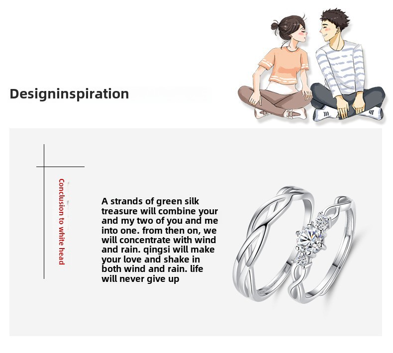 Bague de couple de style coréen pour hommes et femmes, paire de bagues de couple en argent sterling, bijoux de luxe, cadeau de Saint-Valentin_voghion.com