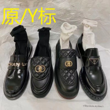 MIU粗跟g家平底真皮厚底P家鞋小香风乐福鞋百搭小皮鞋女鞋单鞋女