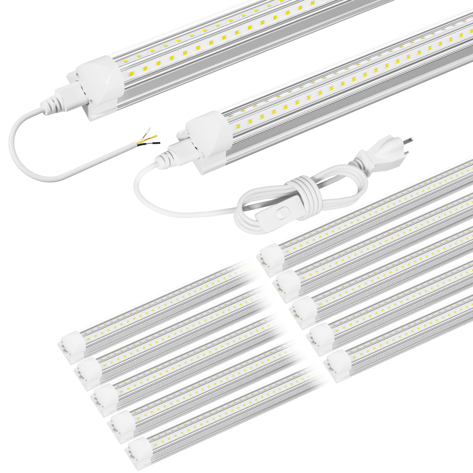 外贸跨境亚马逊热卖2.4米铝塑Ｖ型T8一体化LED灯管72W单排灯珠