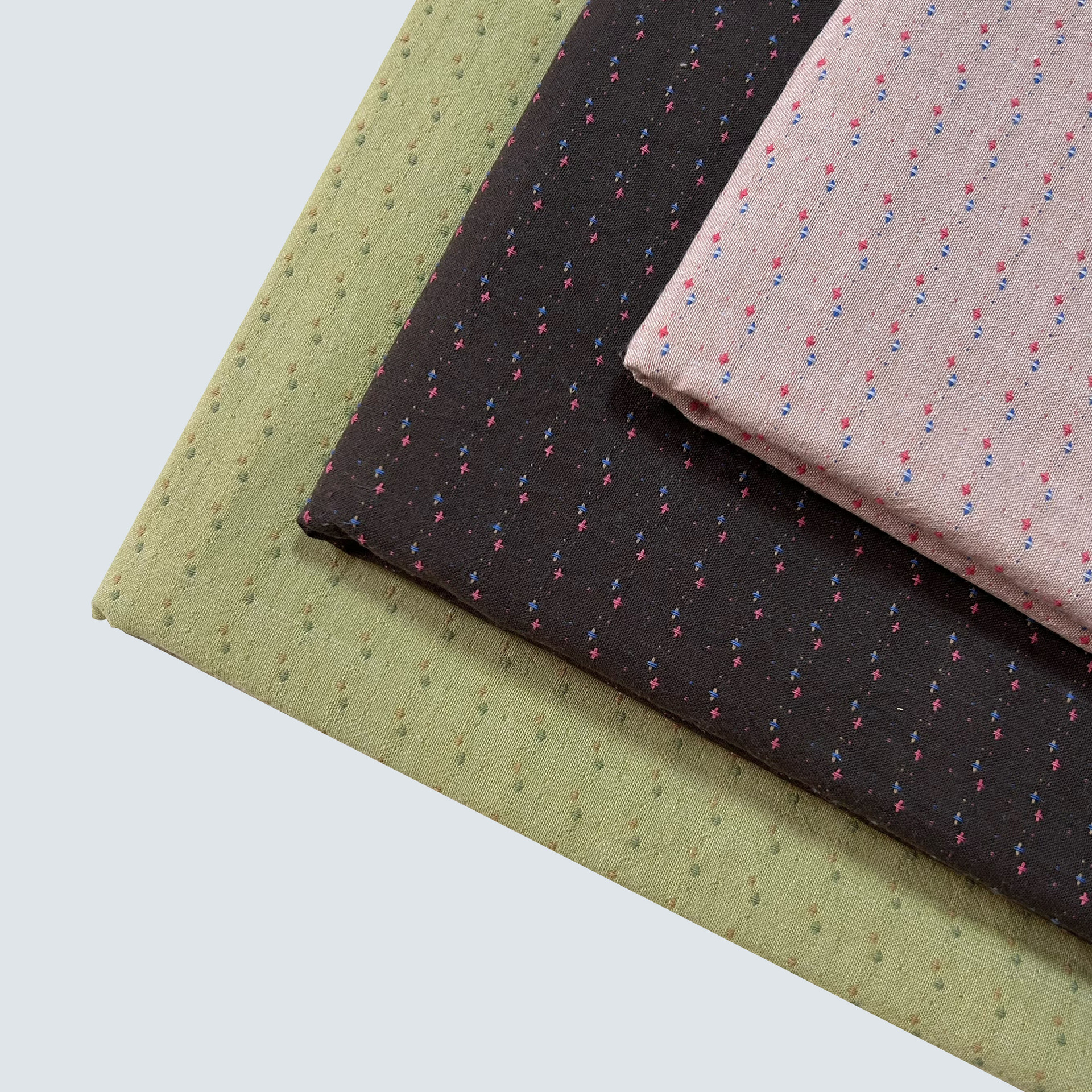 新款三色十字星提花先染布料 手工DIY拼布布料 娃衣色织纯棉面料