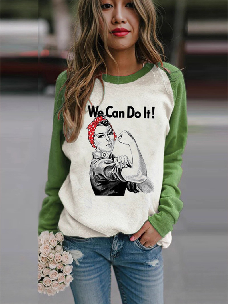 Europa y los Estados Unidos comercio exterior nuevo patrón de ropa de mujer Amazon impresión camiseta de punto cuello redondo camiseta de manga larga suéter fondo otoño invierno image 2
