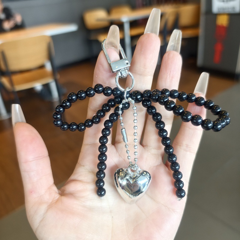 Nuevo estilo di-ins estilo coreano arco de perla amor colgante llavero accesorios de bolsos colgantes de teléfonos móviles