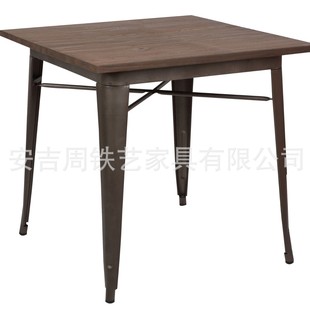 Solid wood desktop iron desktop bar hotel cafe fast food restaurant restaurant barbecue fast food restaurant simple table high bar table