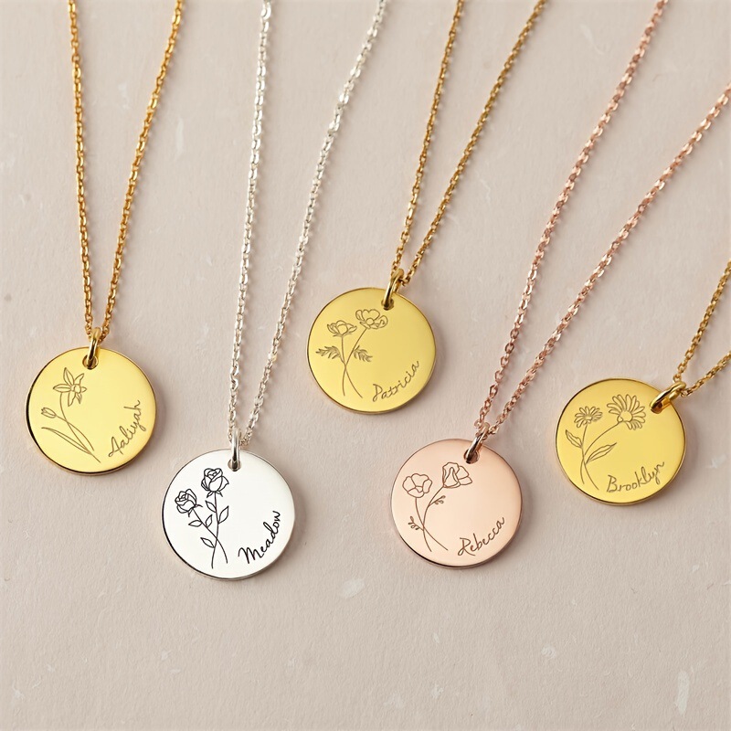 Cross-border support custom lettering stainless steel round pendant necklace diy disc pendant jewelry couple gift