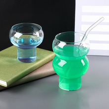 厂家批发葫芦造型高硼硅玻璃单层水杯ins风高颜值透明慕斯甜品杯