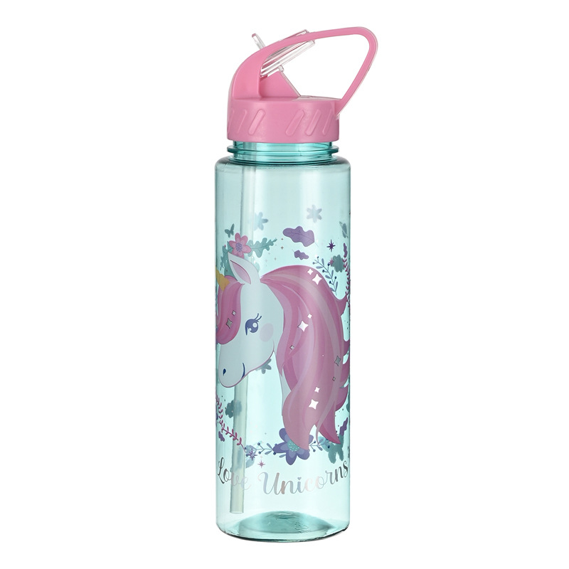 Gran por mayor PP + PET taza de agua deportiva de dibujos animados para niños taza de paja de agua potable taza de agua deportiva de gran capacidad taza de mano conveniente