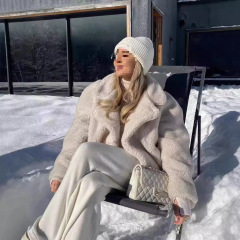 ZA AliExpress 人気のクロスボーダー外国貿易ヨーロッパとアメリカンスタイルの婦人服ストリートファッションラペルトップ毛皮のコート