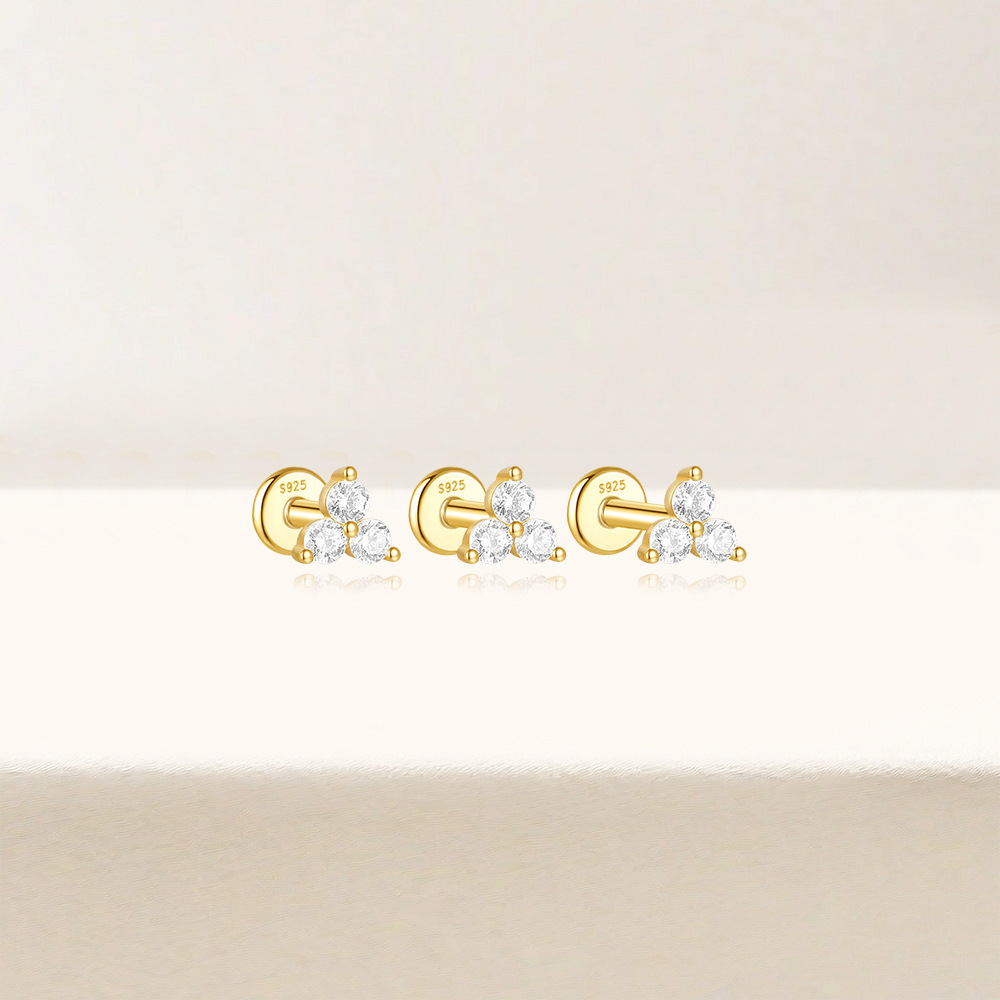1g Weight Ear Studs Classification Ear Cartilage Rings & Studs Piercing Type 3 Pieces Set Quantity Daily, Festival Occasion 925 Sterling Silver Material Flower Pattern Women's Gender Plating Design Simple Style, Classic Style Style 3 Pieces Set Ear Cartilage Rings & Studs Simple Style Classic Style Flower 925 Sterling Silver Plating Ear Cartilage Rings & Studs 13