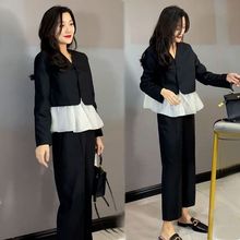 新中式小香风黑色西装高级感小洋装套装干练气质女装2024新款早秋