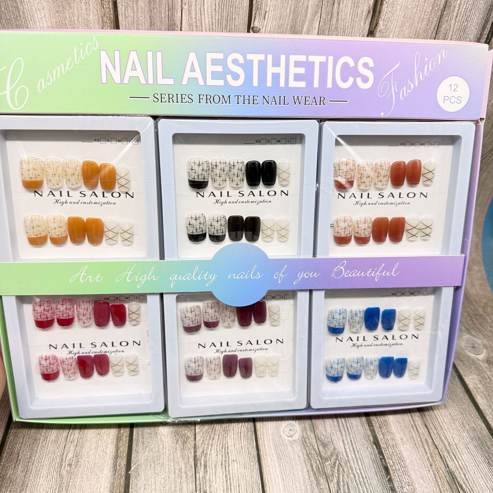 Pieza de belleza de uñas parche de uñas falso con pegamento calcomanías de uñas desgarrable Estudiante Adulto esmalte de uñas