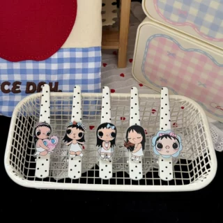 趣味萌萌花朵小玉波点长条发夹卡通甜美可爱女孩风刘海鸭嘴夹夹子