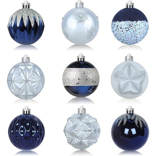 Cross-Border Best-Selling Christmas Ball Set Blue Starry Sky Christmas Tree Pendant Hanging Ball Christmas Decoration Hand-Painted Ball