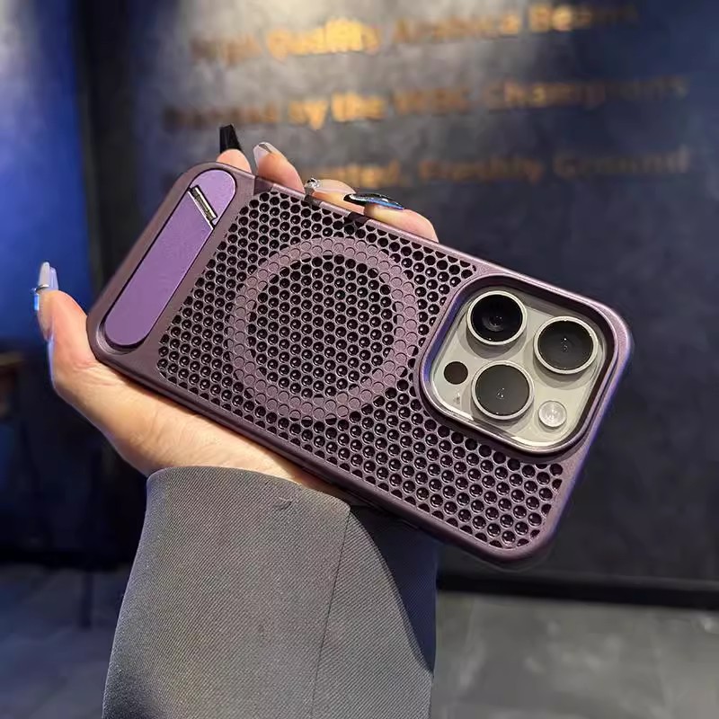 Disipación de calor hueca imán imán iphone16promax funda para teléfono móvil soporte invisible adecuado para Apple 15/16p sentido avanzado