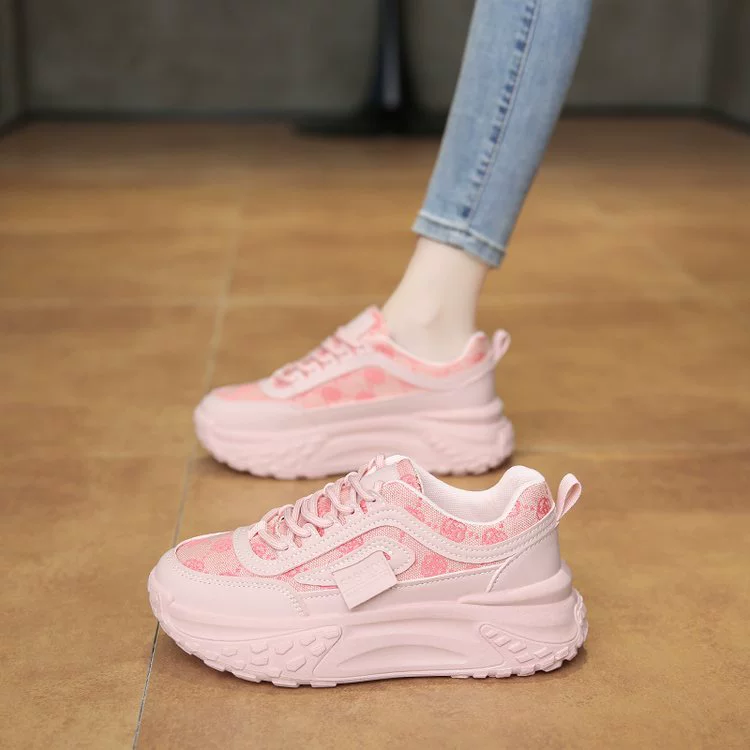 Женские кроссовки на толстой подошве 2025: новая дышащая ткань, корейский стиль, ретро, универсальные, для студентов, спортивные, увеличивающие рост