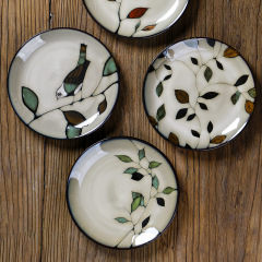 日式陶瓷盤子圓形平盤家用釉下彩菜盤點心盤早餐盤8英寸復古果盤