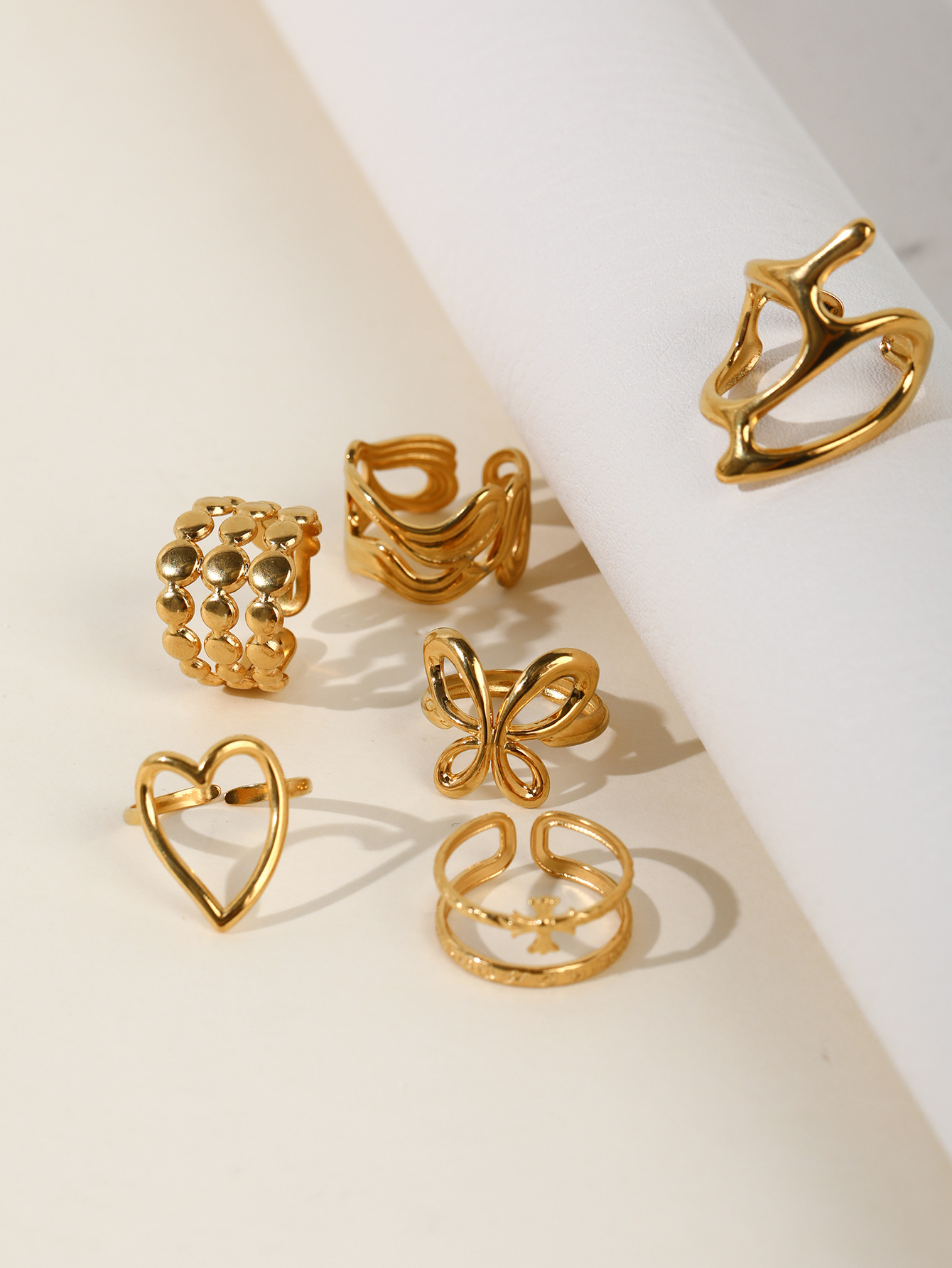 1 Piece Quantity Wholesale Jewelry Elegant Retro Heart Shape Solid Color Bow Knot 304 Stainless Steel Open Rings