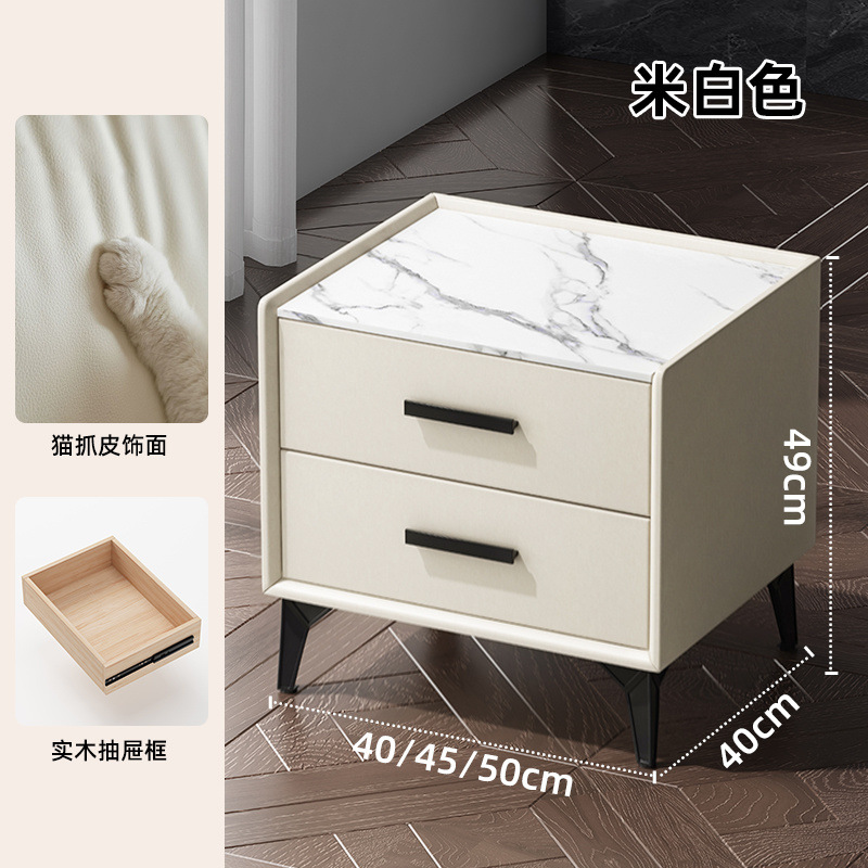 Mesa de cabezal de cama de madera sólida de corteza de roca simple gabinete de lado de la cama moderno pequeño gabinete de lujo pequeño almacenamiento dormitorio doméstico