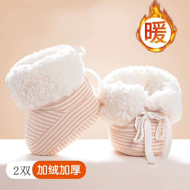 Осенне-зимняя мягкая подошва 0 малышей не отваливается на флисовой подкладке, толстая теплая зимняя хлопковая обувь для мальчиков и девочек для новорожденных, 1 год