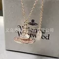 Double row diamond three-dimensional ball small rose gold necklace