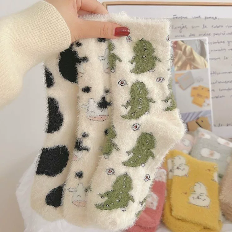 Velvet demi-season keep warm cartoon socks