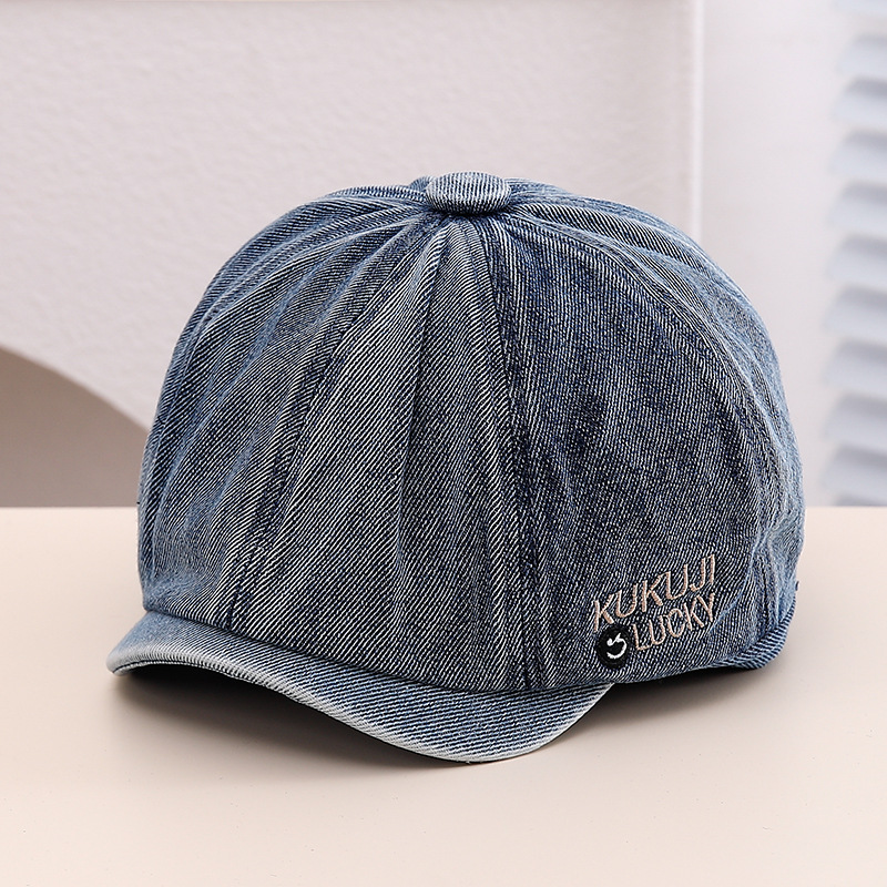 Niños vaqueros boina primavera y otoño pequeño niño tesoro lengua de pato periódico de la marea de los niños 2024 nuevo otoño otoño