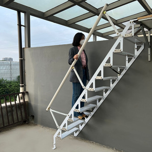 Folding Staircase Against the Wall, Home Attic Staircase Side Wall-Mounted Step Ladder, Loft Duplex Indoor Small Apartment Ladder