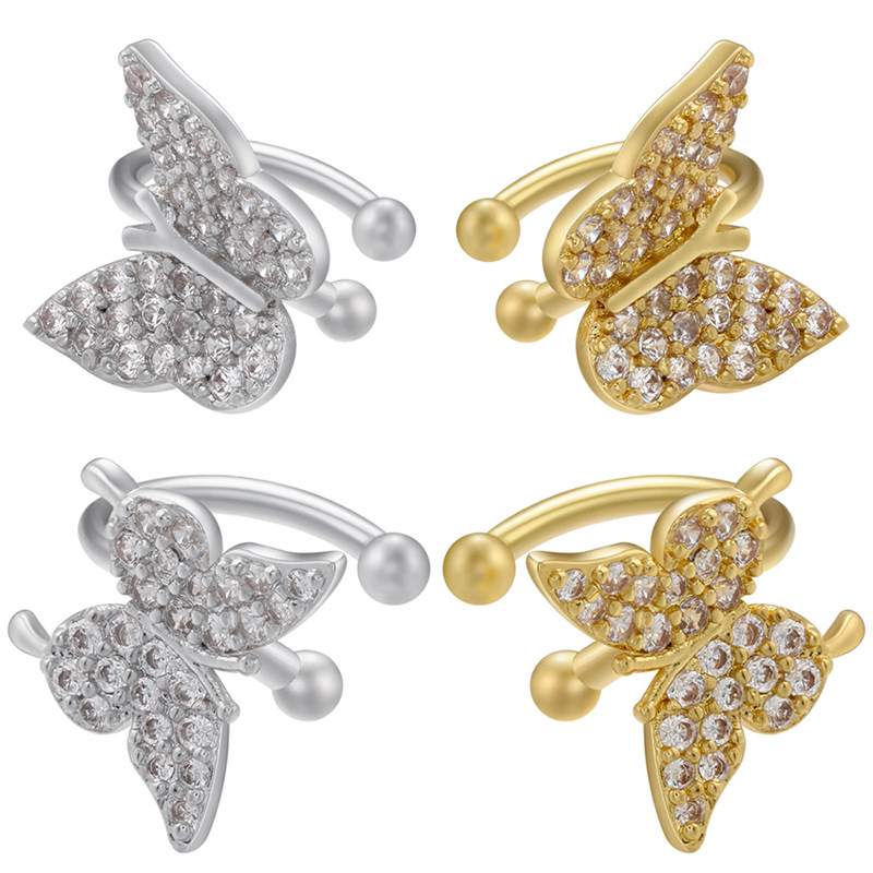 Sweet Butterfly Copper Plating Zircon Ear clips 1 Piece