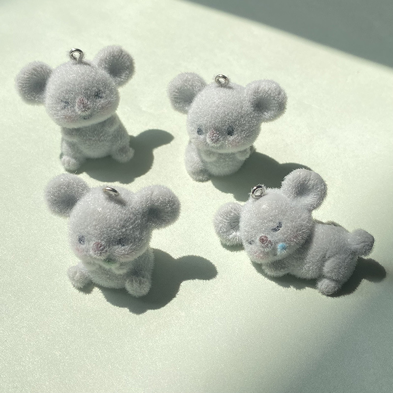 Koala Pattern 10 PCS/Package 3.1*3.4cm 3.3*3.5cm Resin Flocking Koala Pendant