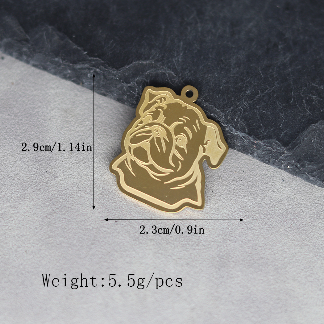 Dog Pattern 1 Piece 2.3*2.9cm 304 Stainless Steel Dog Pendant