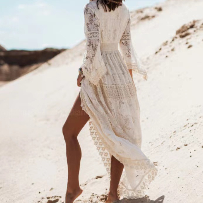 beach maxi dress with sleeves ANRABESS Womens 1/2 Sleeve Beach Wedding Guest Maxi Dresses 2026 Summer Wrap V Neck Boho Floral Flowy Slit Long Dresses Black Small at Amazon Women's Clothing store