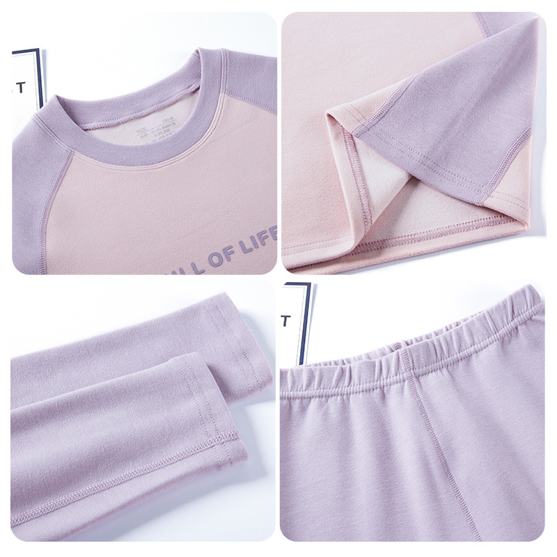 Ropa de Otoño de la muchacha pantalones largos de las mujeres de piedra volcánica calefacción fibra ropa interior térmica medio y grande niños estudiantes de secundaria traje
