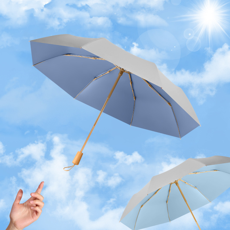 Double-layer Titanium Silver Sunshade Umbrella Women's Sunscreen Umbrella Reinforced Anti-wind Umbrella Solid Color Sun Umbrella