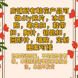图案自选鞋花墙贴冰箱贴鞋带扣笔夹扣钥匙扣胸针回形针吸管帽