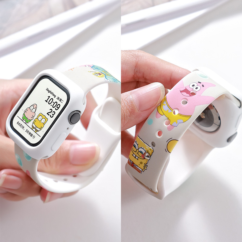 Suitable for Apple S10 Generation Colorful Printed Silicone Strap Applewatch9876543D Printed Painted Strap Suitable for Apple S10 Generation Colorful Printed Silicone Strap Applewatch9876543D Printed Painted Strap