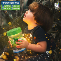 Learn from Yuma dinosaur landscaping ecological planting DIY scientific experiment canned light plant growth children's observation box